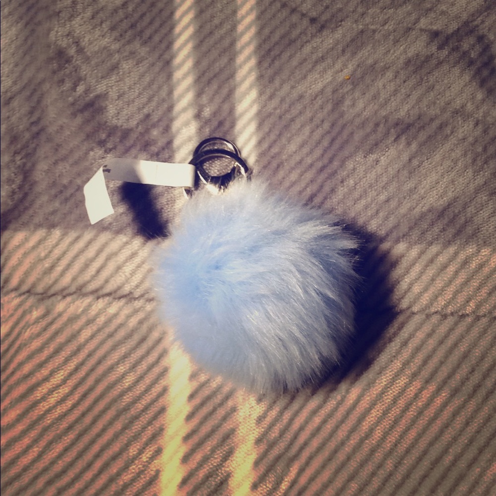 Blue pom-pom keychain